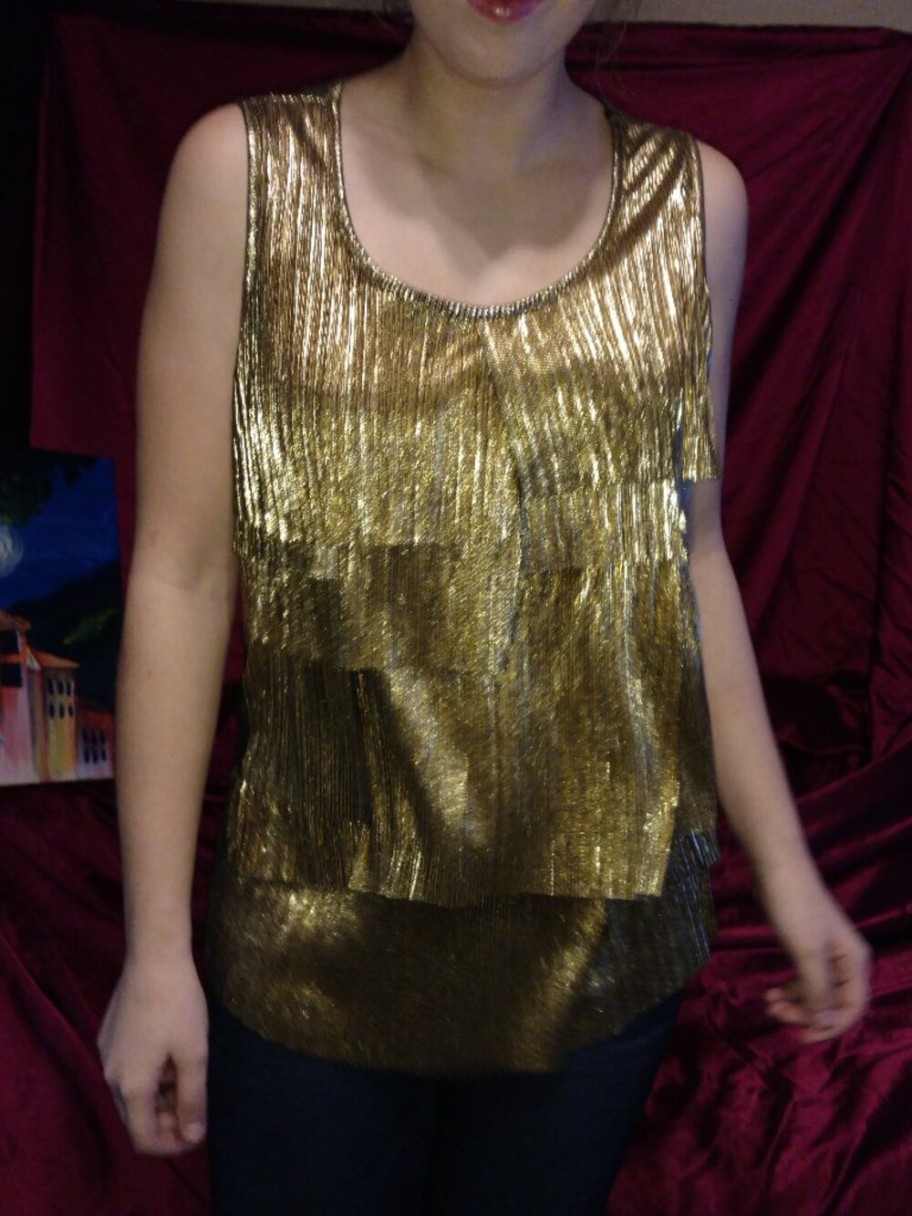 Cato Shining Metalic Gold Layered Tank Large
